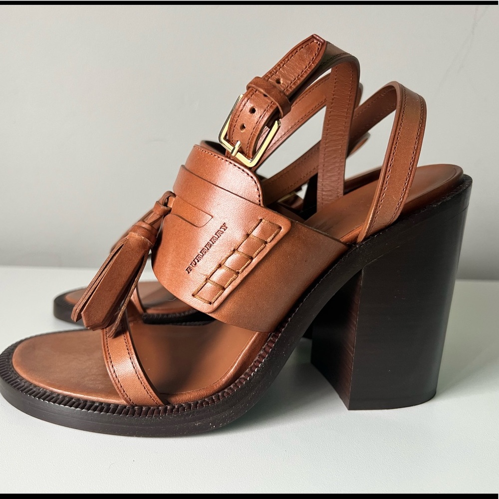 Burberry Tasselled Leather Block-heel Sandals